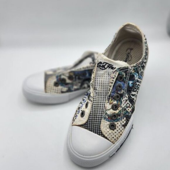 Ed Hardy Shoes - Ed Hardy Vintage Slip On Sneakers Love Rhinestone Shoes Laceless Womens Size 6